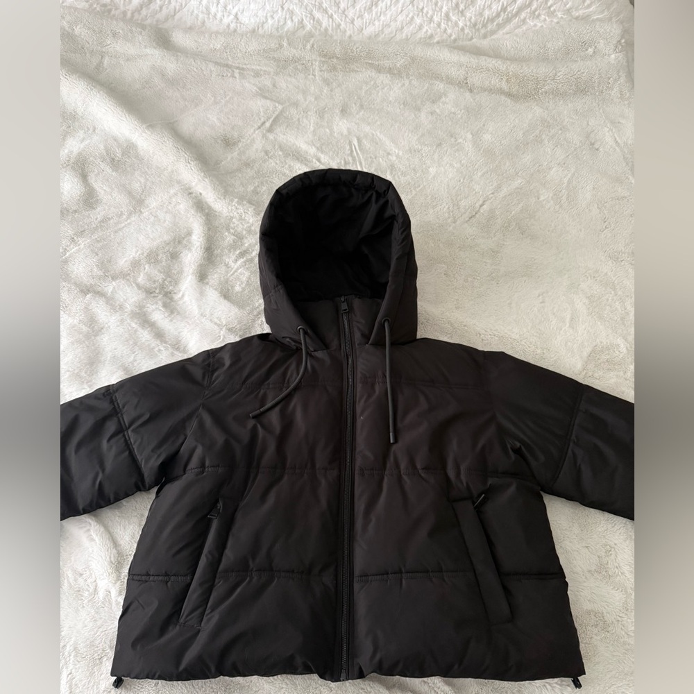 Zara Black Hooded Puffer Jacket